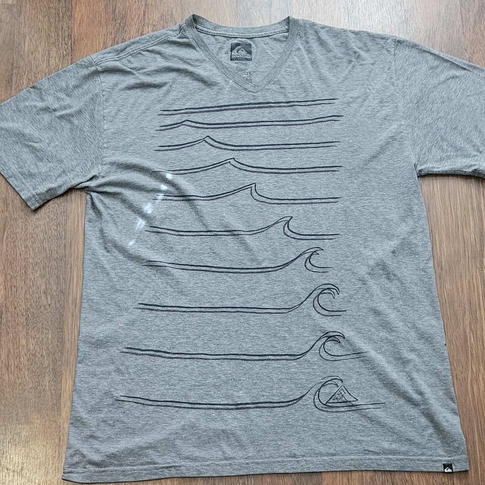 QUICKSILVER mens V NECK slim-fit t-shirt SIZE XL COLOR GREY LXL23